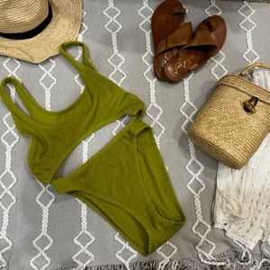 Chartreuse colored monokini